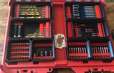 Custom MILWAUKEE PACKOUT Center Middle BINS SET Low Profile Organizer Tool  Box