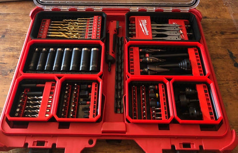 Milwaukee Shockwave Packout Low Profile Kit – 4 Bins & Bit Holders, 17-Piece Storage